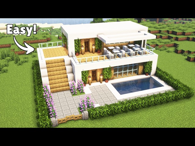 How to Build a Modern House with Pool in Minecraft