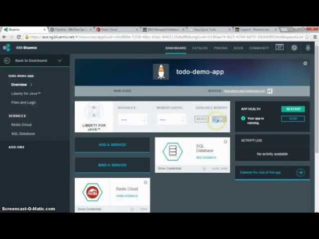 Exploring a J2EE application in Bluemix