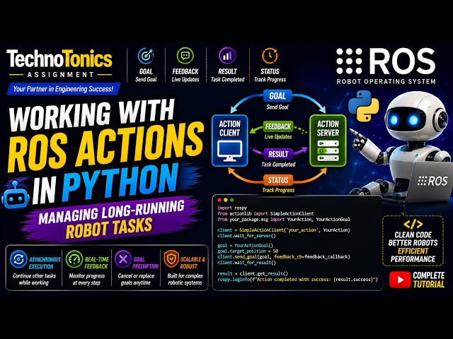 Working with ROS Actions in Python: Managing Long-Running Robot Tasks | Technotonics
