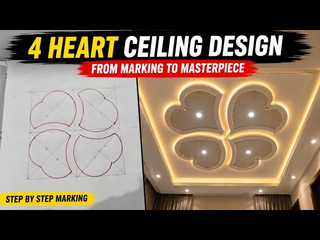 Latest 2026 4 Heart Ceiling Design Marking | Gypsum POP Ceiling