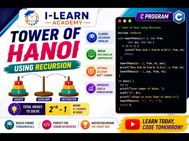 8. Write a program for Tower of Honoi problem using recursion.
