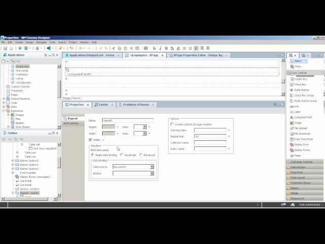 Component Repeat using dblookup data in Xpages IBM Domino Designer
