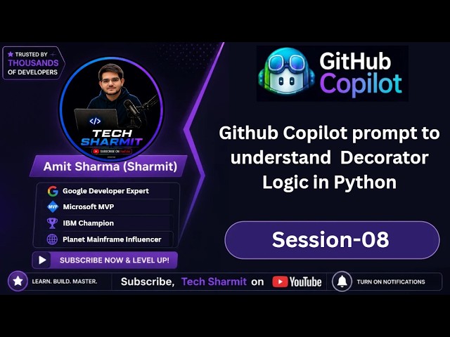 Github Copilot prompt to understand  Decorator Logic in Python | github copilot tutorial (Ep-08)