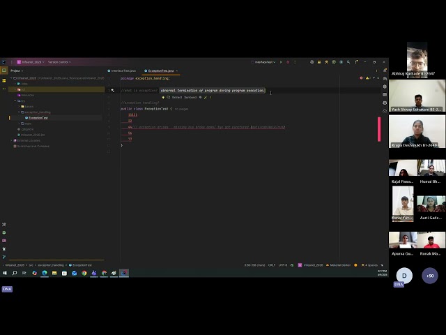 Java Exception Handling Part 1 | Try, Catch, Finally & Types of Exceptions | Internship Session