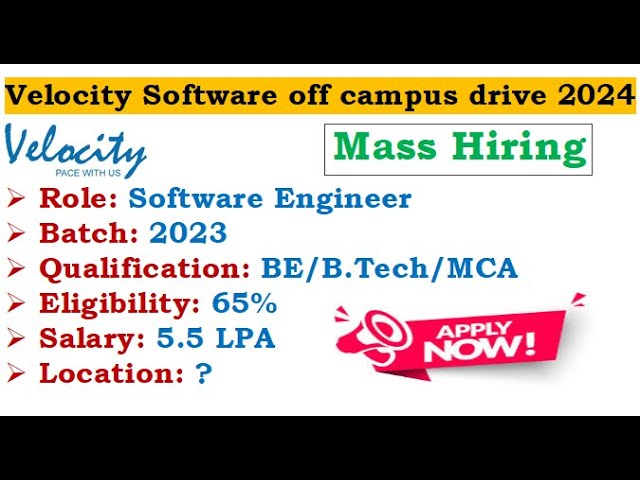 🔥Velocity Software is hiring 2023 batch | Required Skills? | Eligibility? | Selection Process?