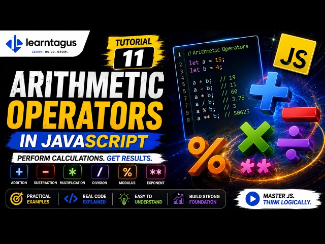 JavaScript Arithmetic Operators Explained | + − × ÷ % ** | Tutorial #11