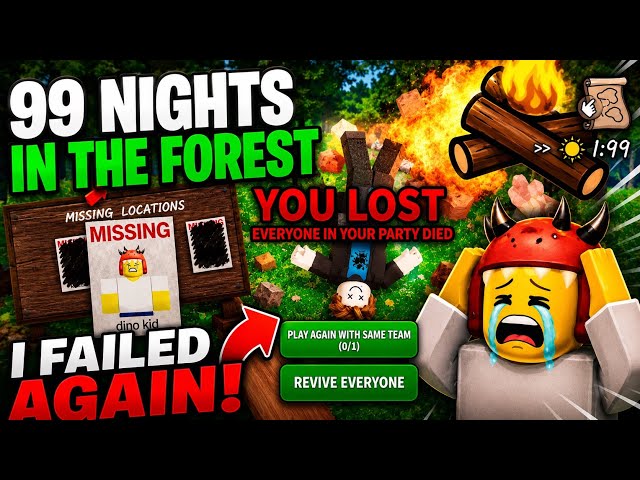 I FAILED AGAIN in 99 Nights in the Forest… 😭 (Roblox Funny Moments)