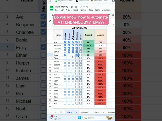 create attendance management system in excel #excel #exceltips #exceltutorial