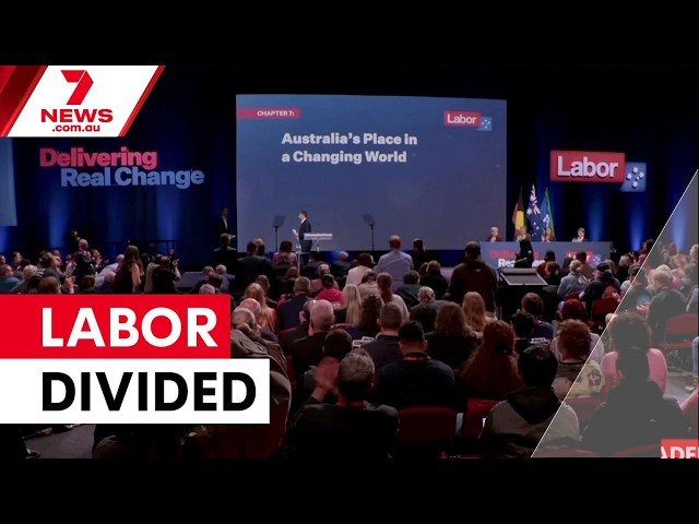 Labor conference ends in drama over Gaza motion | 7NEWS
