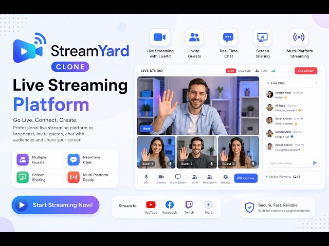 StreamYard Clone – Live Streaming Platform | PHP & MySQL