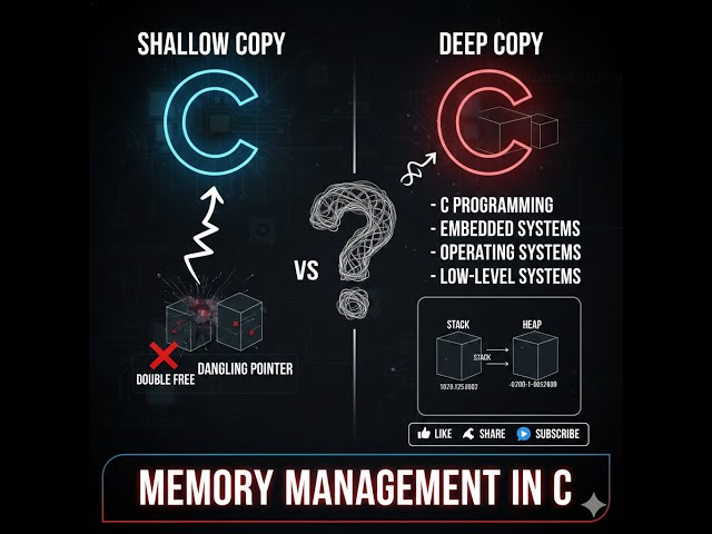 Shallow vs Deep Copy in C | Why memcpy Causes Dangling Pointers & Double Free