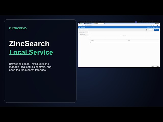 ZincSearch Local Setup in FlyEnv Without Docker | Install Versions, Run Service & Open UI