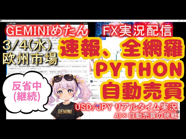 【自動売買】Gemini 2.0 で爆益を目指すAIトレーダーめたん【23日目/欧州市場】