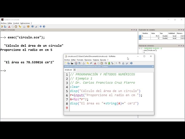 The first program in Scilab