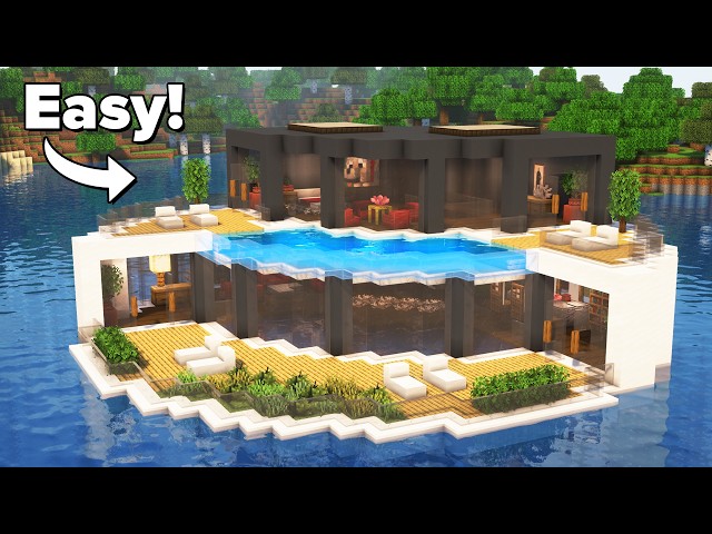 Minecraft: How to Build a Modern Lake House | Tutorial🏠