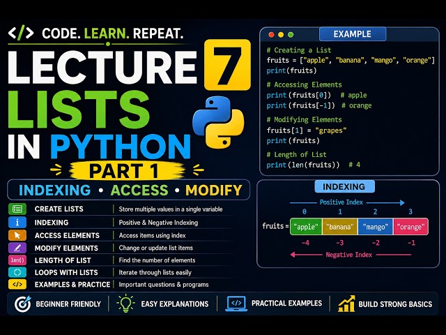 LECTURE 7 | PART 1 – LISTS IN PYTHON