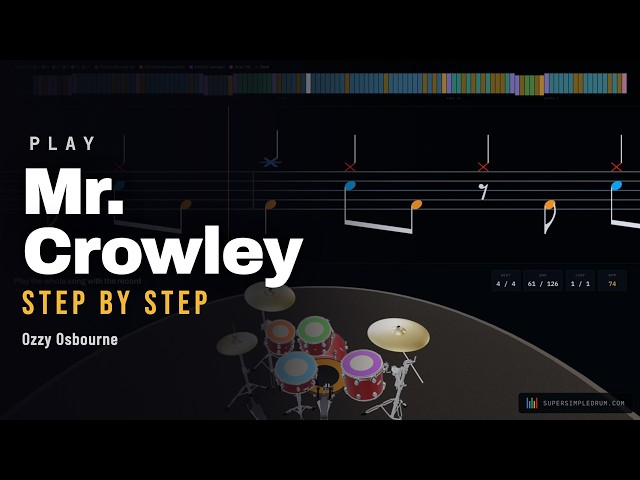 Mr. Crowley - Ozzy Osbourne | Drum Lesson Step by Step | 90 BPM