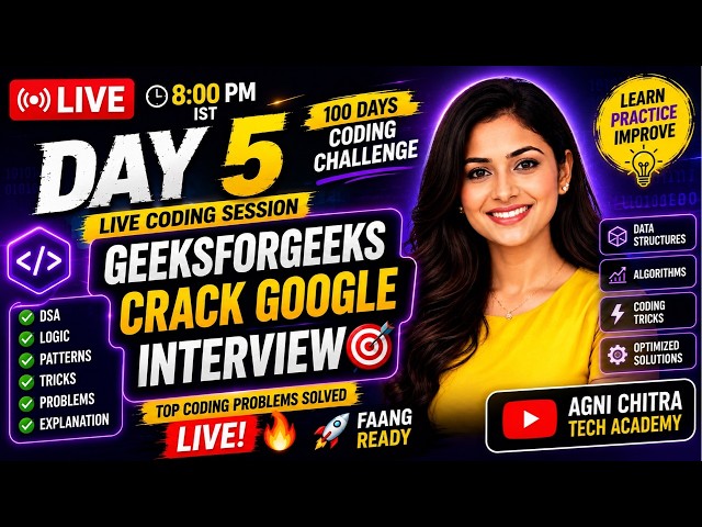 100 Days of Cracking Product-Based Coding Interviews 🔥 Day 5/100 | DSA + LeetCode | LIVE 8 PM