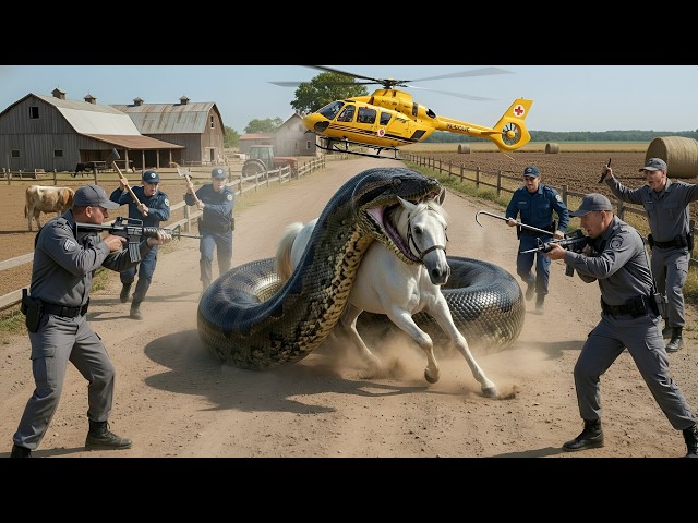 Giant Python vs Horse – Shocking Attack Caught on Camera  Rescue Team Saves the Day