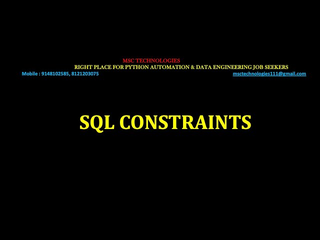SQL CONSTRAINTS