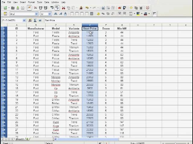 Sorting Spreadsheet Data Part 1 -- Sorting by One Key