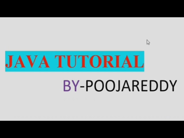 Introduction to Java Tutorial by TechieGirl