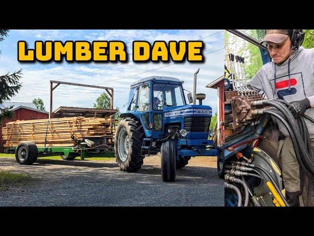 Forest crane stuff & hauling lumber with Ford tractor