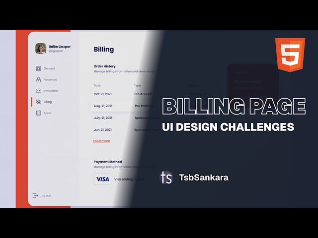 Billing Page | UI Design Challenge | TsbSankara