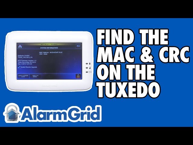 Finding the MAC and CRC on a Tuxedo Touch WIFI