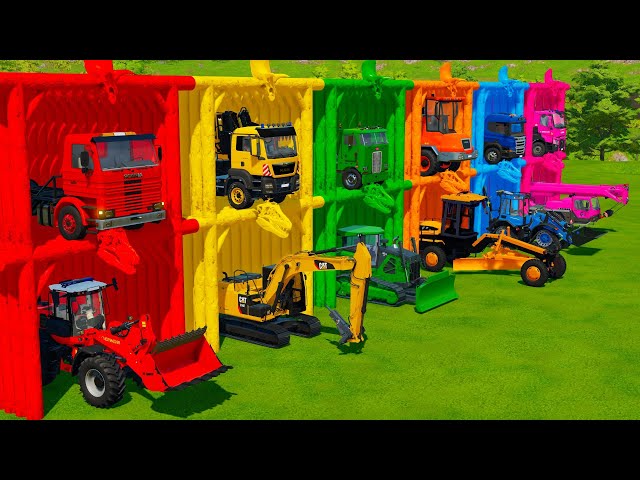 TRANSPORTING WHEEL LOADER, EXCAVATOR, BULLDOZER, CRANE & GRADER WITH TRUCKS! Farming Simulator 22