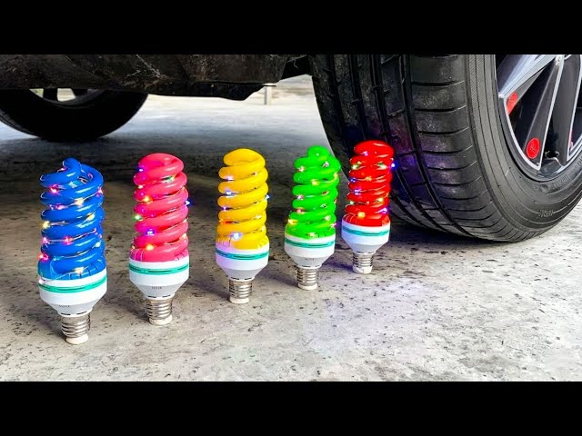 💡 Experiment Colorful Light Bulb vs Car! Crushing Crunchy, Soft Things with Car! 💦