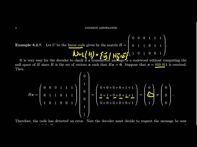Decoding a Linear Codeword