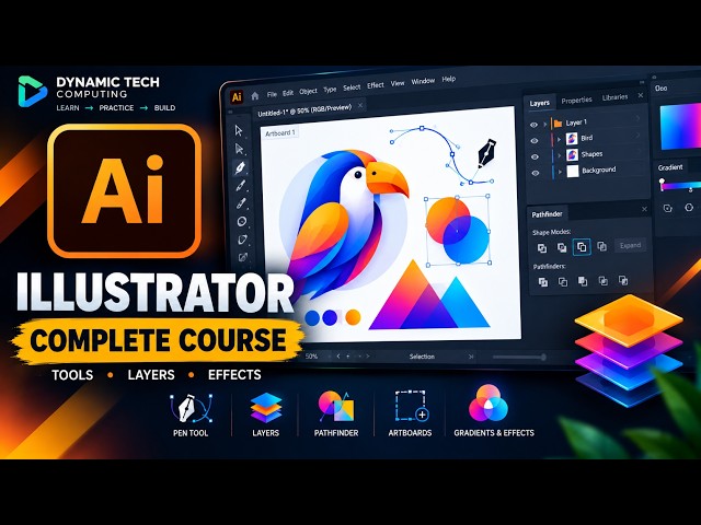 The Only Adobe Illustrator Tutorial You Will Ever Need  | Tools, Artboards, Layers & Effects