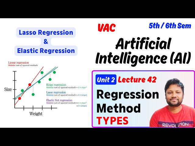 Artificial Intelligence | VAC | 5th/6th Semester | Regression | Lasso | Elastic | Lecture 42