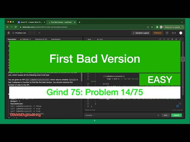 #14 First Bad Version Problem | Leetcode - Java | Grind 75: Coding Series