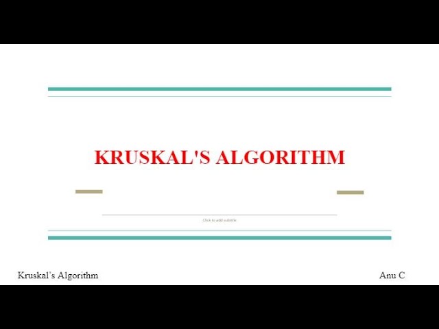 KRUSKAL'S ALGORITHM..........