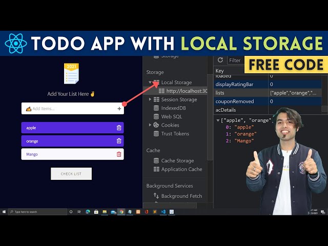 🔴 Building a Todo List App Project with Local Storage in React JS  & Hooks in 2021