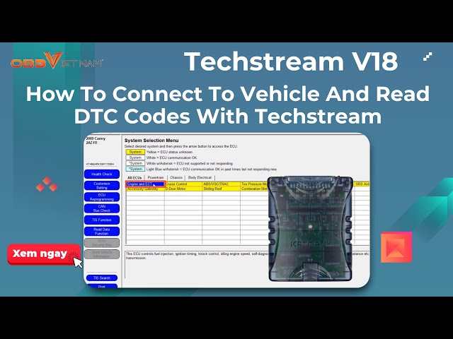 How to connect to vehicle and Read DTC codes with Techstream V18