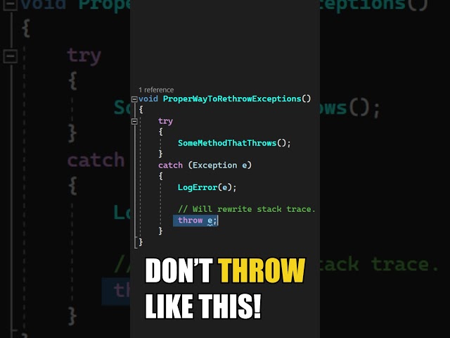 Don't Rethrow Your Exceptions The Wrong Way #shorts