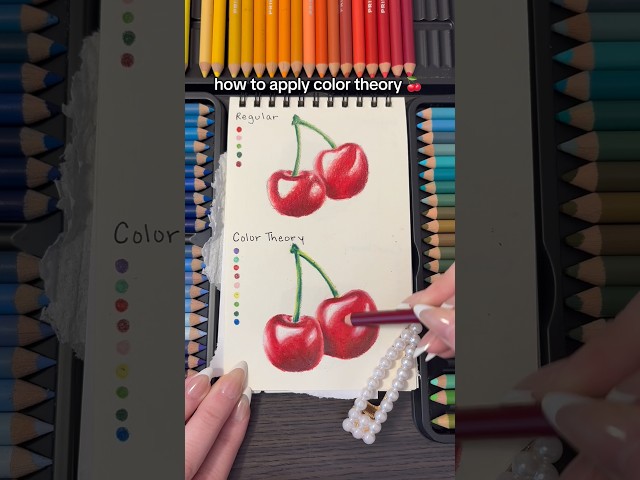 How to apply color theory cherry 🍒 | art tutorial #arttutorial #colortheory #howto