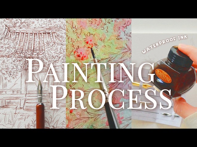draw with me ~ a slow art process with ink & watercolor