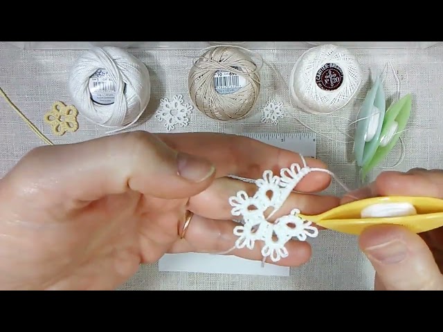 Beginner's shuttle tatting - Easy six ring snowflake