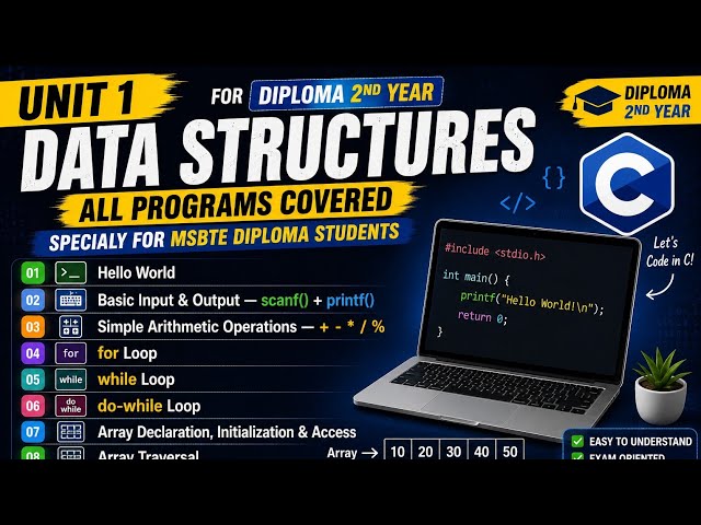 Data Structures Unit 1 | All Important C Programs | MSBTE Diploma 2nd Year |
