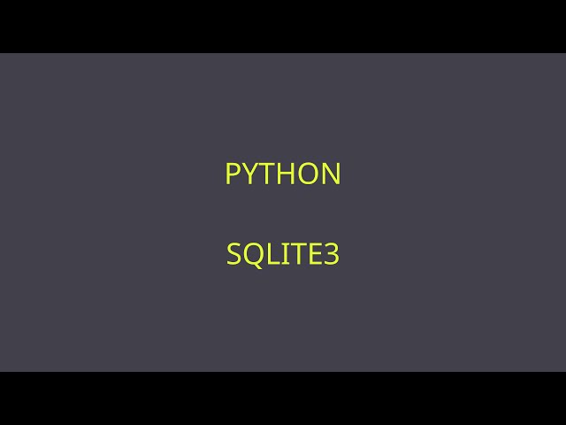 PYTHON INI 37 SQLITE3