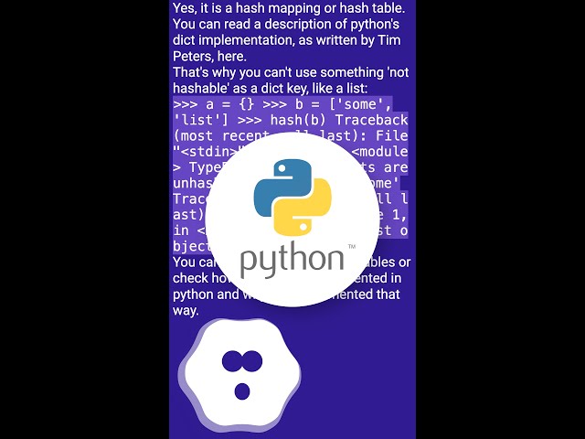 Is a Python dictionary an example of a hash table? #shorts