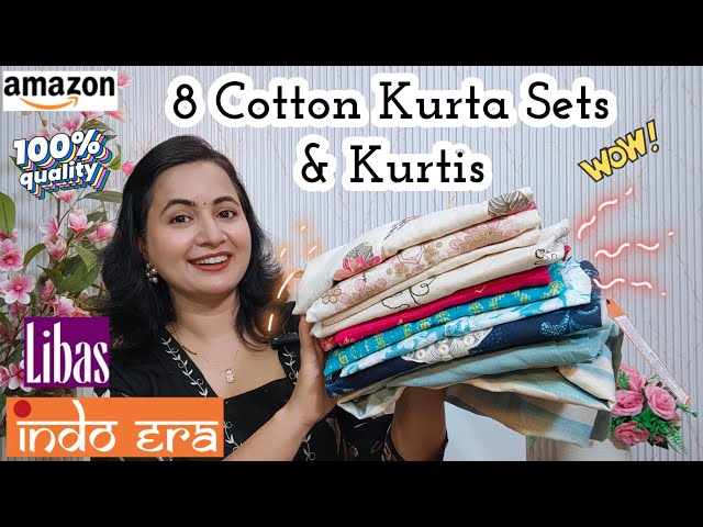 Cotton Kurta Sets & Kurtis From Libas & Indo Era | Amazon Kurta Pant Sets Haul | Neema's Corner  