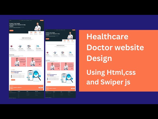 Doctor Website Landing Page Design Using HTML - CSS - JavaScript || Step By Step