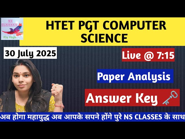 HTET  PGT  COMPUTER SCIENCE ANSWER KEY (PAPER ANALYSIS) BY NEETU MAM #nsclasses #htetpgtcs #cs