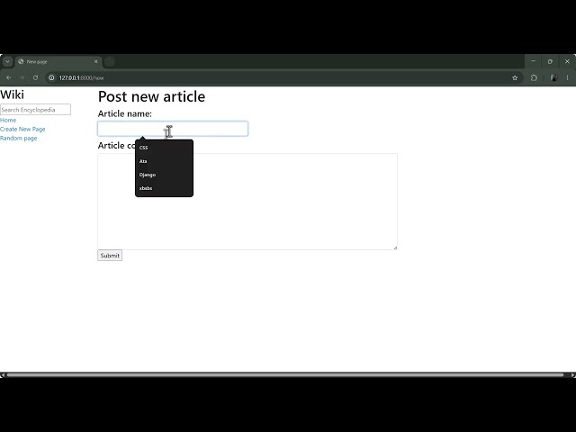 CS50W Project 1: Wiki