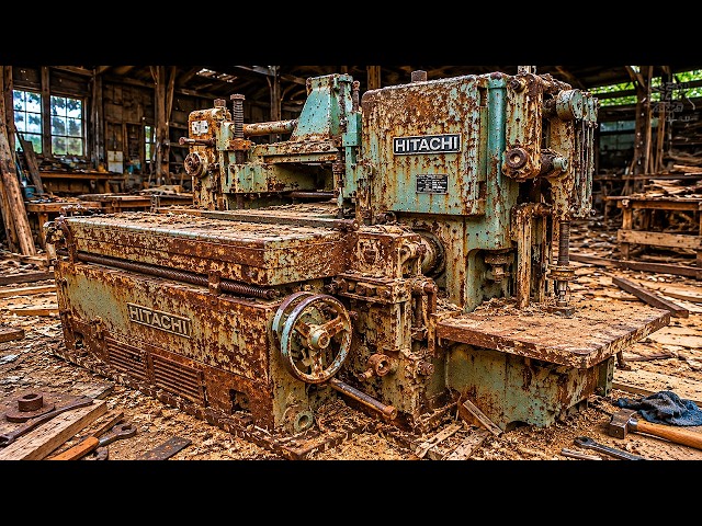 Epic Hitachi Woodworking Machine Restoration | Giant Rusted Planer & Mortiser Rebuilt from Scrap USA
